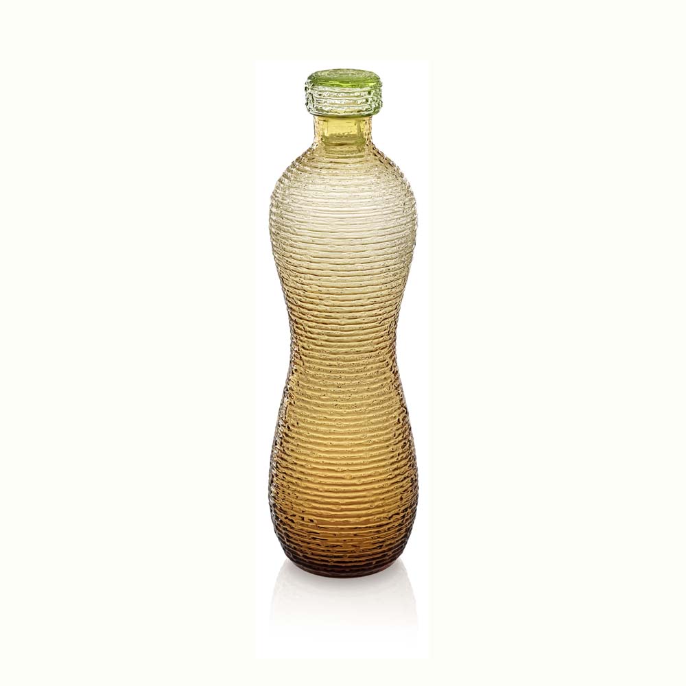 MULTICOLOR BOTTLE AMBER WITH GREEN STOPPER