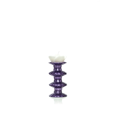 CANDLESTICK H. 30 IN GLASS WITH SILVER DECORATION WITH CANDLE