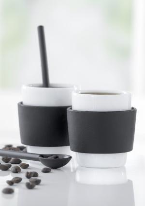 Porcelain 2 espresso cups with spoon